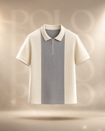Quarter Zip Polo t-shirt (Striped)